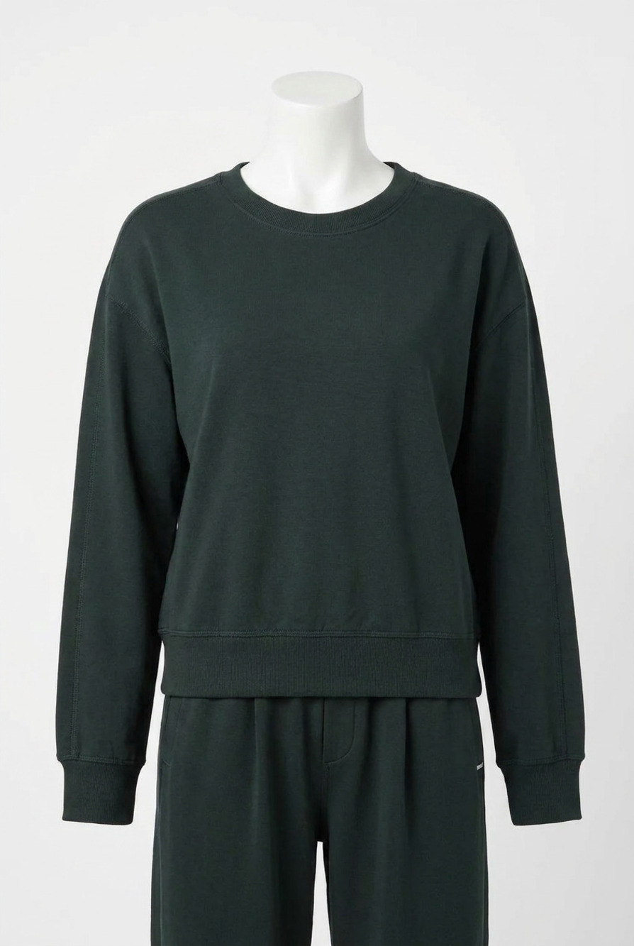 NEW STATESIDE softest fleece satin trimmed pullover in green